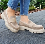 Mokasyny na grubym spodzie beżowe Nessi 22391