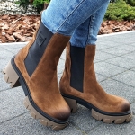 Botki sztyblety na grubym spodzie brązowe