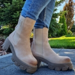 Botki sztyblety na grubym spodzie beżowe