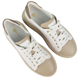 sportowe buty damskie białe z beżem nessi 23412