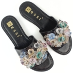 Klapki czarne z kryształkami NESSI 23453