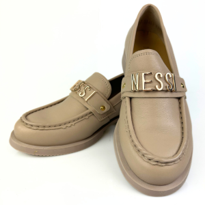 mokasyny damskie beżowe skóra lico nessi 24598g