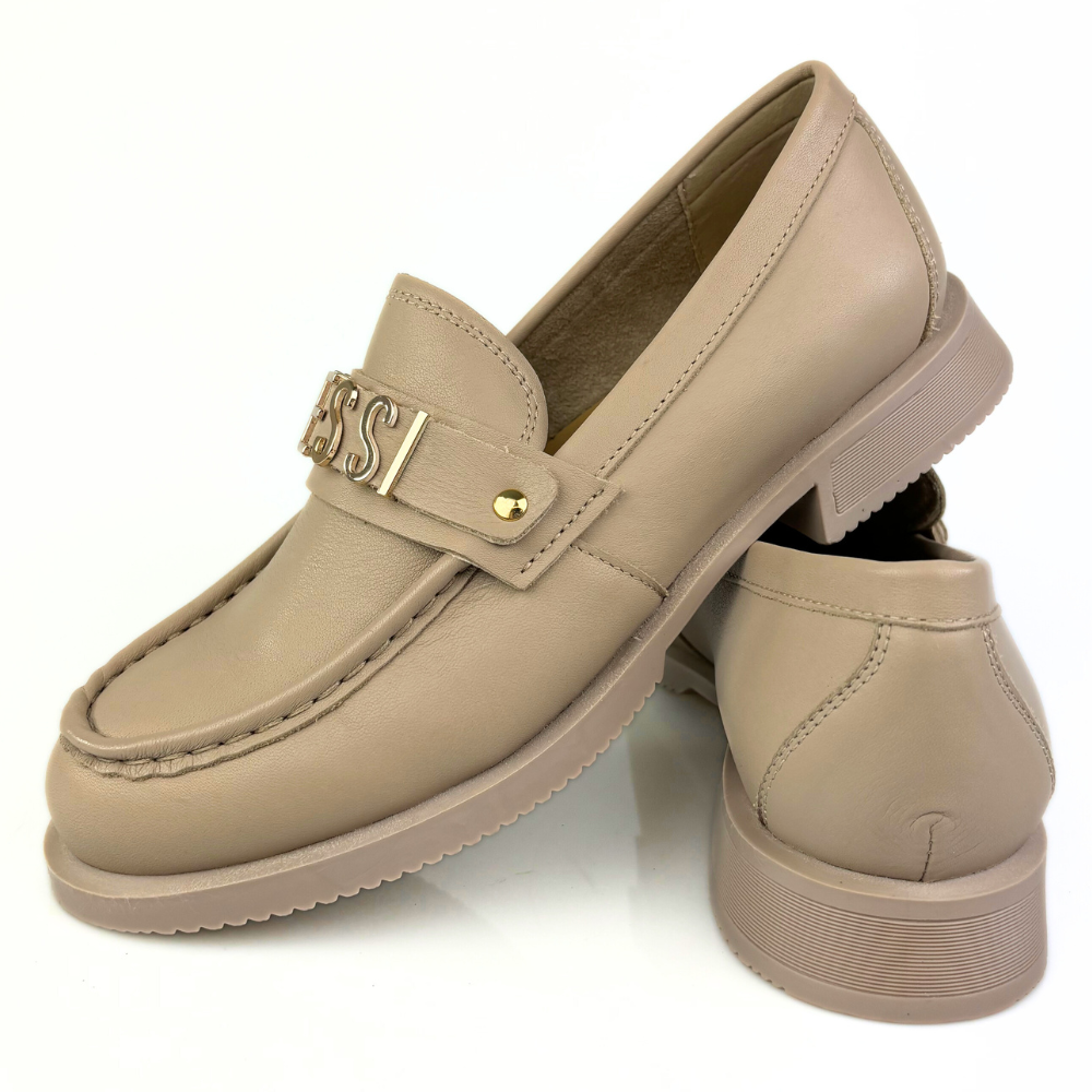 mokasyny damskie beżowe skóra lico nessi 24598