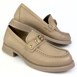 mokasyny damskie beżowe skóra lico nessi 24598