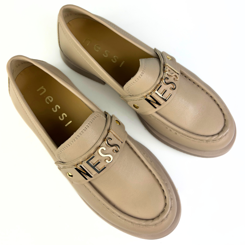 mokasyny damskie beżowe skóra lico nessi 24598