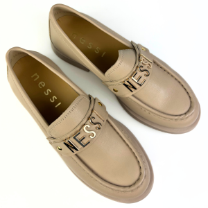 mokasyny damskie beżowe skóra lico nessi 24598