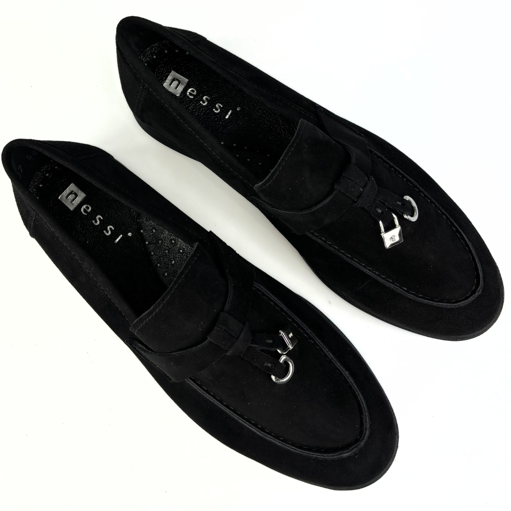 mokasyny damskie lordsy czarne nessi 24608