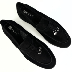 Mokasyny damskie lordsy czarne skóra welur Nessi 24608