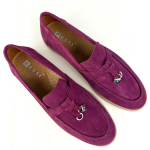 Mokasyny damskie lordsy fioletowe skóra welur Nessi 24608