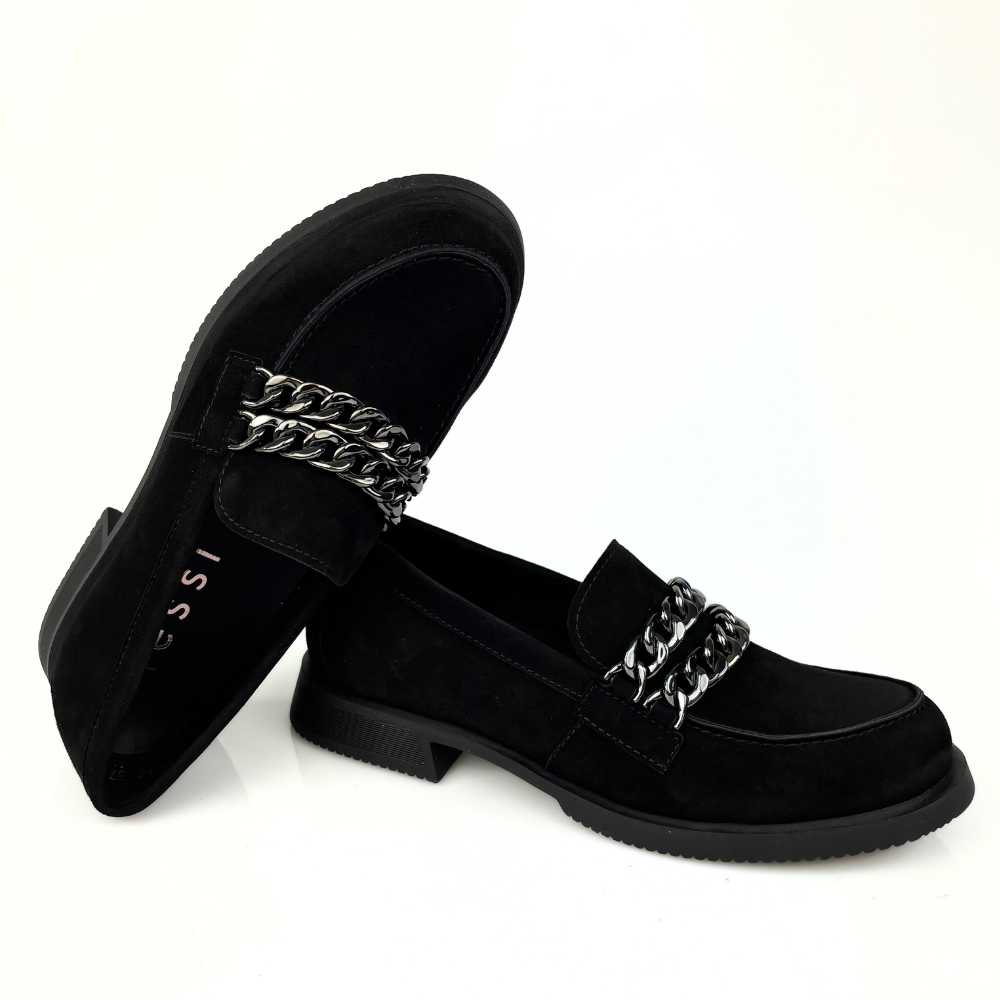 mokasyny damskie czarne zamsz nessi 24597