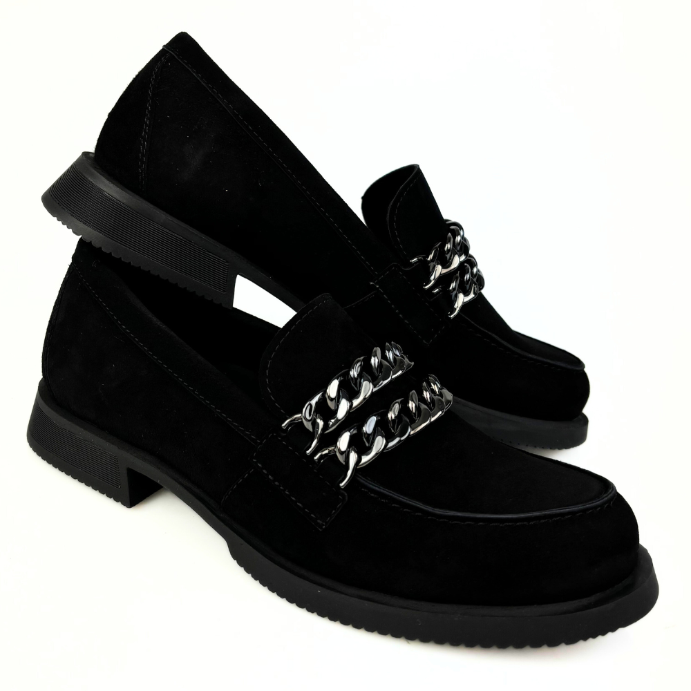 mokasyny damskie czarne zamsz nessi 24597