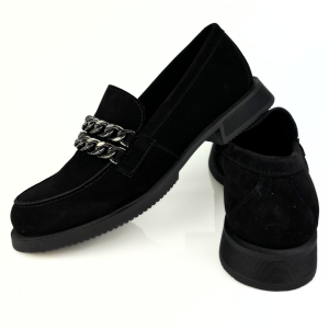 mokasyny damskie czarne zamsz nessi 24597