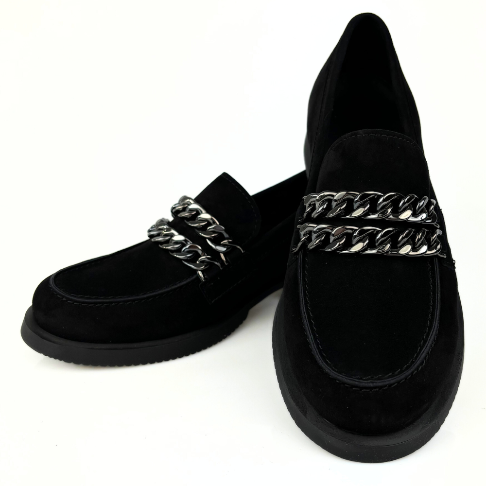 mokasyny damskie czarne zamsz nessi 24597