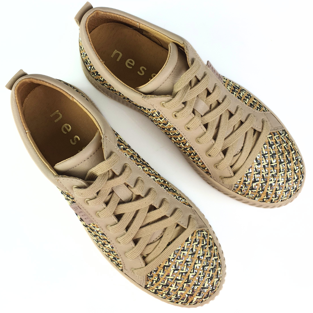 sportowe półbuty sneakersy damskie beż nessi 24624