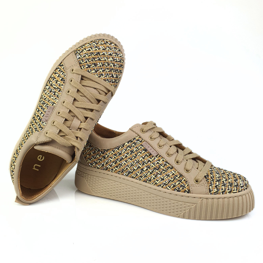 sportowe półbuty sneakersy damskie beż nessi 24624