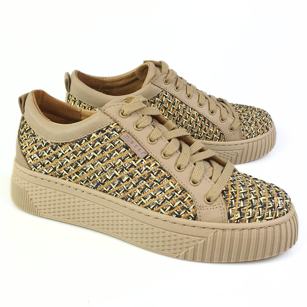 sportowe półbuty sneakersy damskie beż nessi 24624