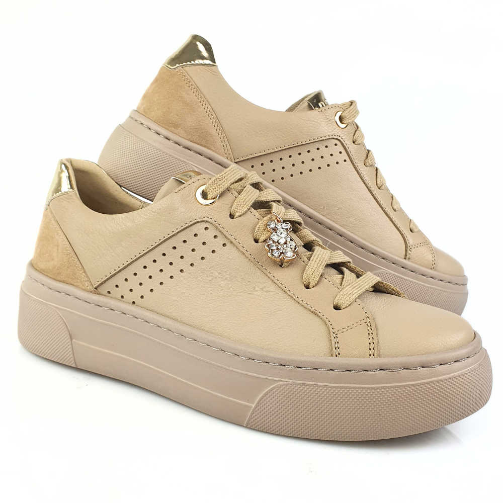 sportowe półbuty damskie beżowe nessi 24585