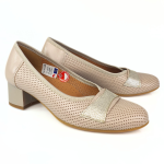 Wygodne półbuty damskie czółenka na małym obcasie beżowe Galant 1042