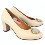 Wygodne półbuty damskie czółenka na małym obcasie beżowe Galant 1059