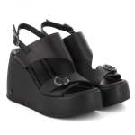 Sandały na koturnie czarne CARINII B6441