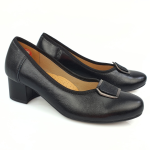 Wygodne półbuty damskie czółenka na małym obcasie czarne Galant 3019