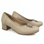 Wygodne półbuty damskie czółenka na małym obcasie beżowe Galant 3019