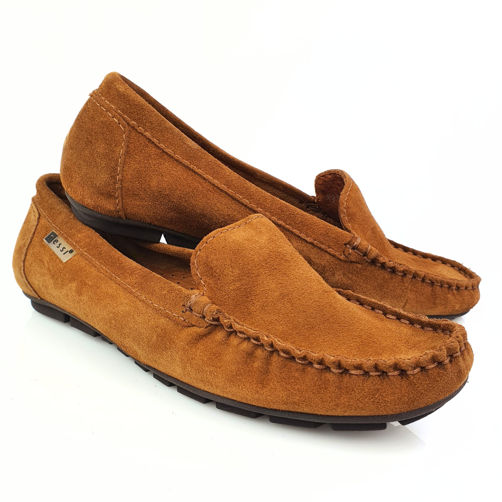 miękkie mokasyny damskie camel zamsz nessi 17130