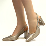 Czółenka na słupku złote Kordel 2813