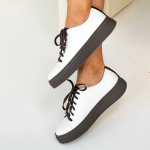 Półbuty sportowe sneakersy sznurowane białe skóra lico MILANO Lamanti 1145