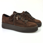 Półbuty sportowe sneakersy sznurowane brąz czekolada skóra welur Lamanti 1145