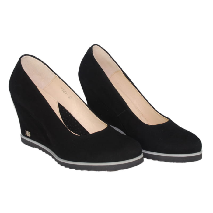 czółenka na koturnie czarne zamsz Libero 9120 (3).png