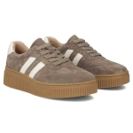 Skórzane sneakersy sportowe damskie beż taupe zamsz Filippo DP6776