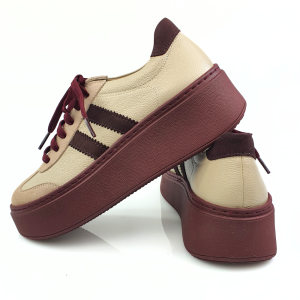 półbuty damskie sneakersy beż + bordo Galant 4032 (3).png