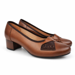 Wygodne półbuty damskie czółenka na małym obcasie brązowe Galant 4058