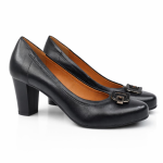 Wygodne półbuty damskie czółenka na małym obcasie czarne Galant 4012