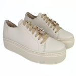 Sneakersy beżowe z ozdobą żabka Nessi 24700