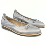 Wygodne miękkie baleriny z kokardką  srebrne NESSI 77706