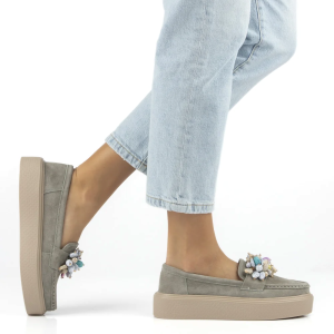 skórzane mokasyny z koralikami khaki szałwia Filippo DP6765 (4).png