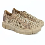 Półbuty damskie sznurowane złote z beżem siateczka Maciejka  5850 05850