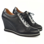 Półbuty damskie na koturnie sznurowane czarne Libero 2030