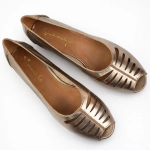 Baleriny skórzane z okrytymi palcami złote Maciejka P 7541