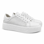Sneakersy sportowe damskie ażurowe białe skóra Santorio SAN-434