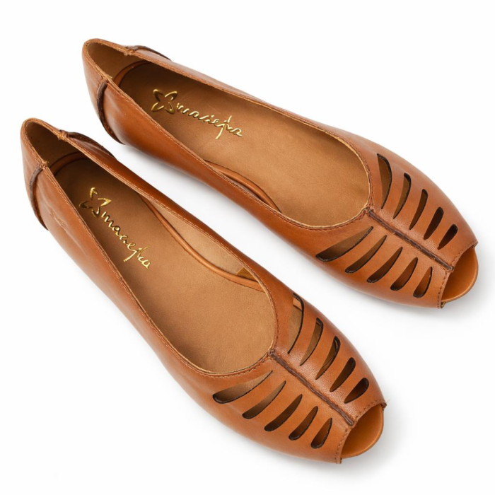 baleriny skórzane z odkrytym palcem brązowe Maciejka P7541 (6).png