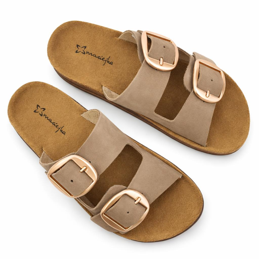 klapki damskie skórzane z klamrami Maciejka P7537 beż (7).png