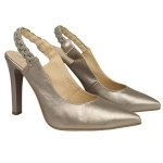 Czółenka na szpilce złote z ozdobnymi cyrkoniami Kordel 2183