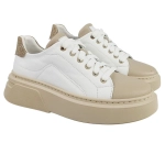 Sportowe buty damskie sneakersy białe z beżem Nessi 23412