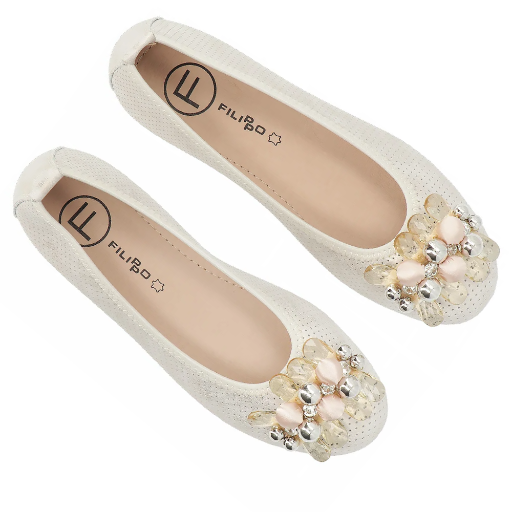 skórzane balerizy z ozdobą beżowe Filippo DP7572 (2).png