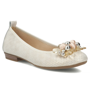 skórzane balerizy z ozdobą beżowe Filippo DP7572.png