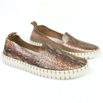 Miękkie mokasyny damskie skórzane beż wzór wąż Nessi 18390