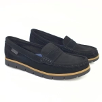 Wygodne mokasyny damskie czarny zamsz Nessi 76505